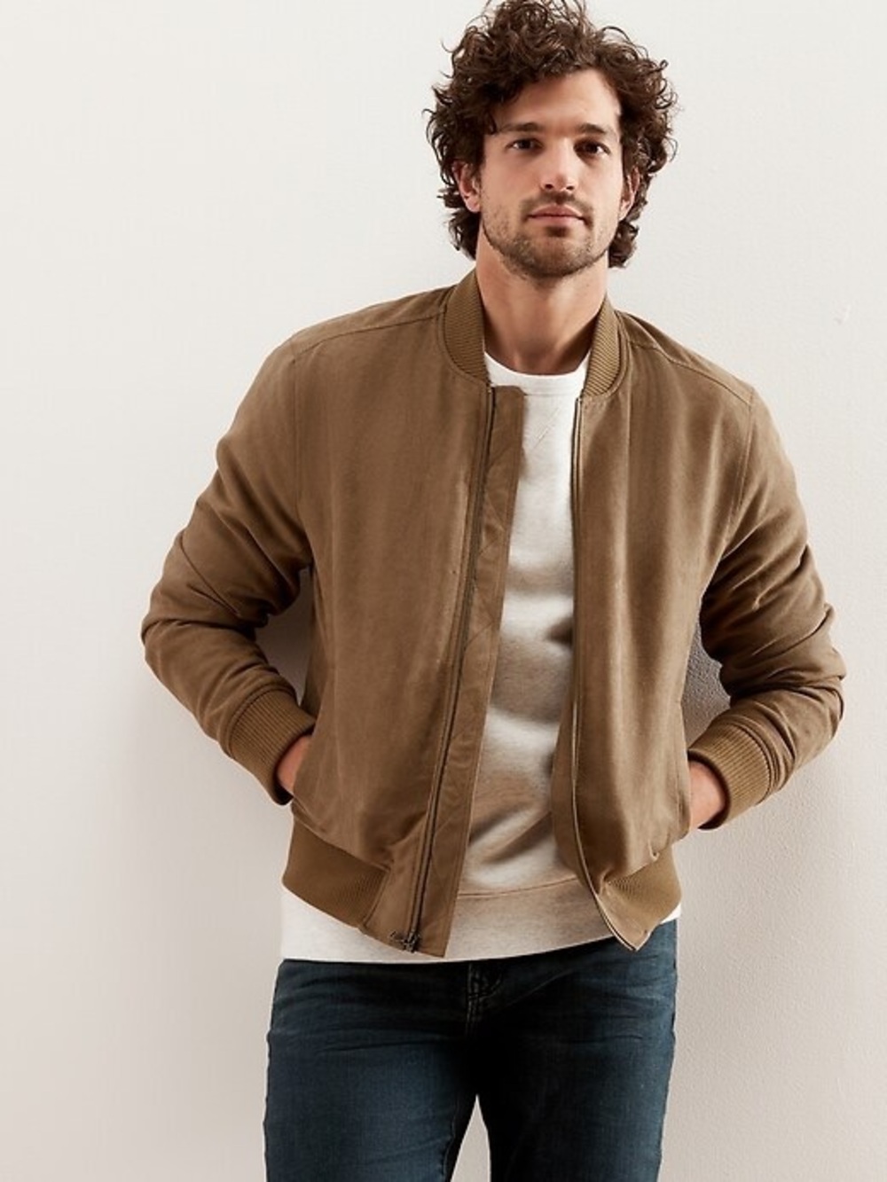 Banana Republic Vegan Suede Raglan Bomber Jacket – Men’s M